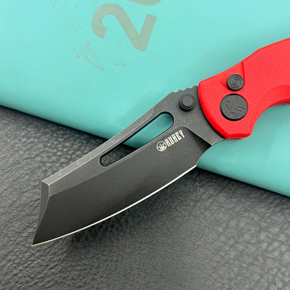 KU KNIVES KU378C Dheo Buttonlock Black Red Folding Knife