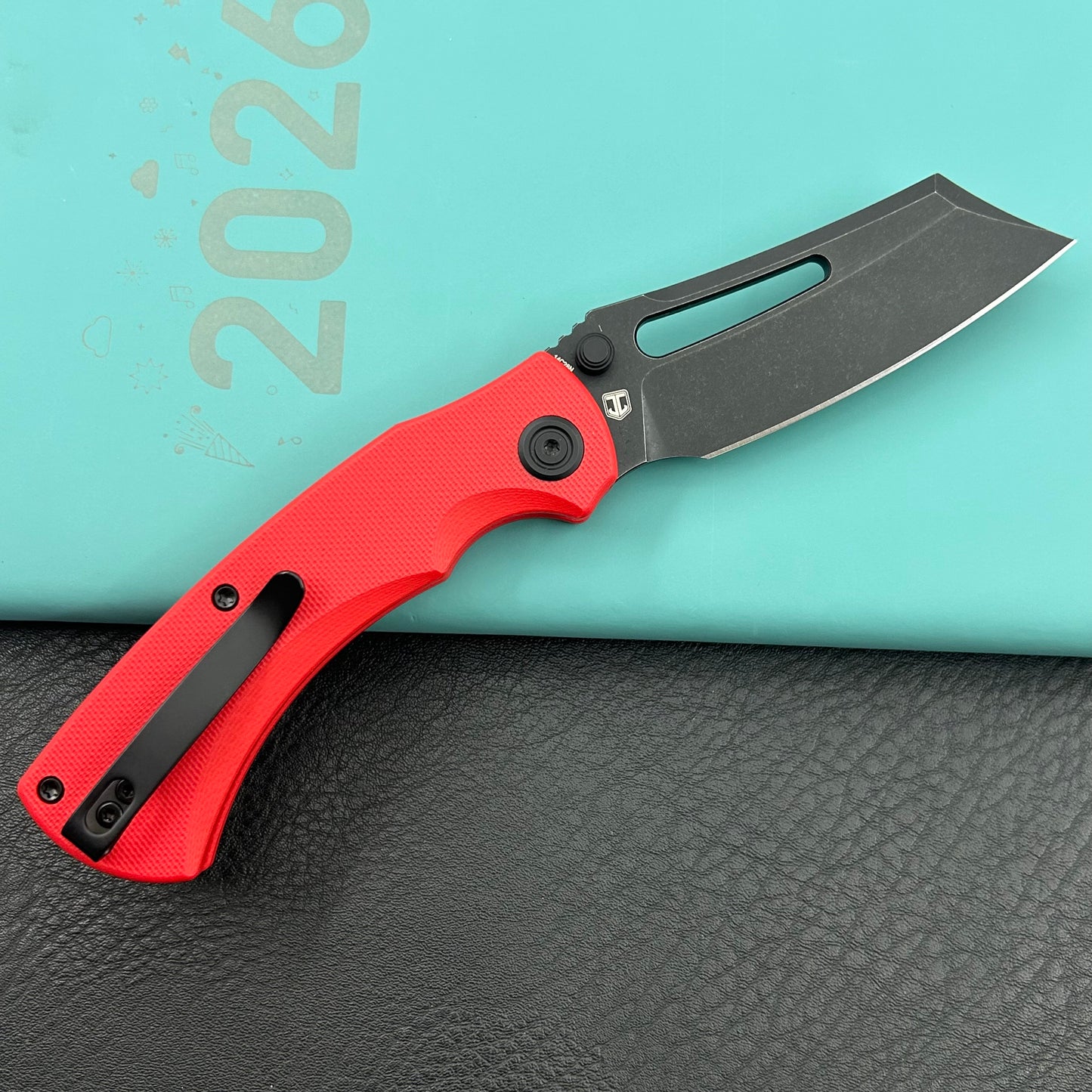 KU KNIVES KU378C Dheo Buttonlock Black Red Folding Knife