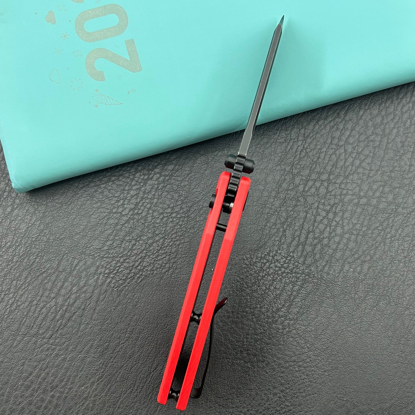 KU KNIVES KU378C Dheo Buttonlock Black Red Folding Knife