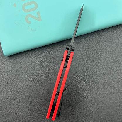KU KNIVES KU378C Dheo Buttonlock Black Red Folding Knife