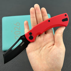 KU KNIVES KU378C Dheo Buttonlock Black Red Folding Knife