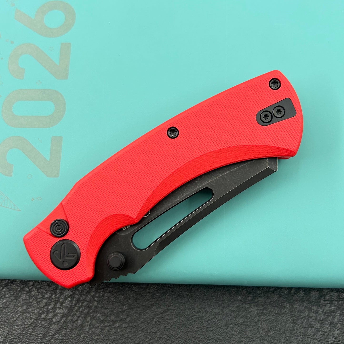 KU KNIVES KU378C Dheo Buttonlock Black Red Folding Knife