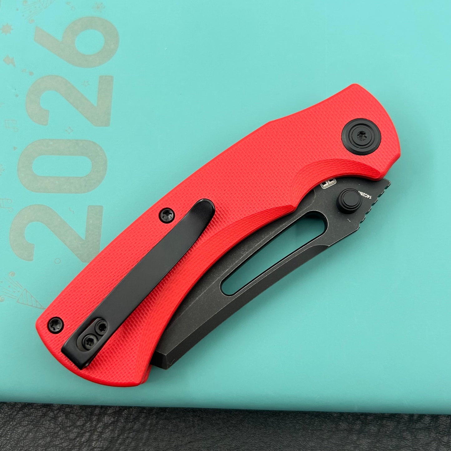 KU KNIVES KU378C Dheo Buttonlock Black Red Folding Knife