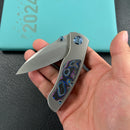 KB Knives KB258C Vertigo Frame Lock Folding Knife Titanium with Damtanium CamoCarbon Inlays 3.11" Stonewash S35VN Blade