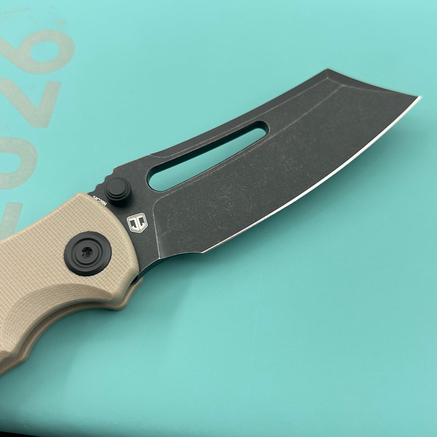 KU KNIVES KU378D Dheo Buttonlock Black Tan Folding Knife