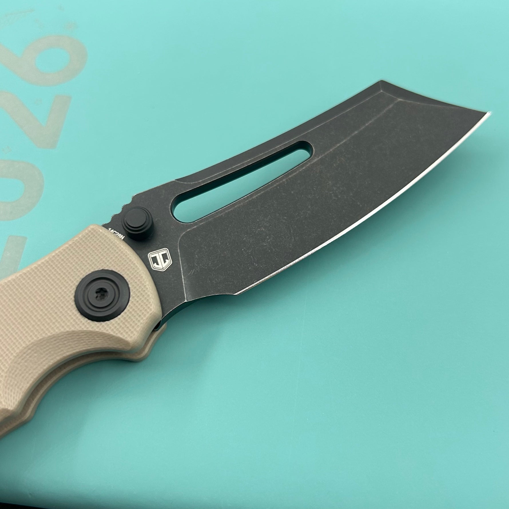 KUBEY knife KU378D Dheo Buttonlock Black Tan Folding Knife