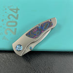 KB KNIVES  KB258C Vertigo Frame Lock Folding Knife Titanium with Damtanium CamoCarbon Inlays 3.11" Stonewash S35VN Blade