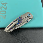 KB KNIVES  KB258C Vertigo Frame Lock Folding Knife Titanium with Damtanium CamoCarbon Inlays 3.11" Stonewash S35VN Blade