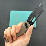 KUBEY knife KU378D Dheo Buttonlock Black Tan Folding Knife