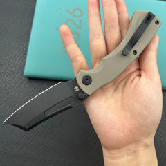 KU KNIVES KU378D Dheo Buttonlock Black Tan Folding Knife
