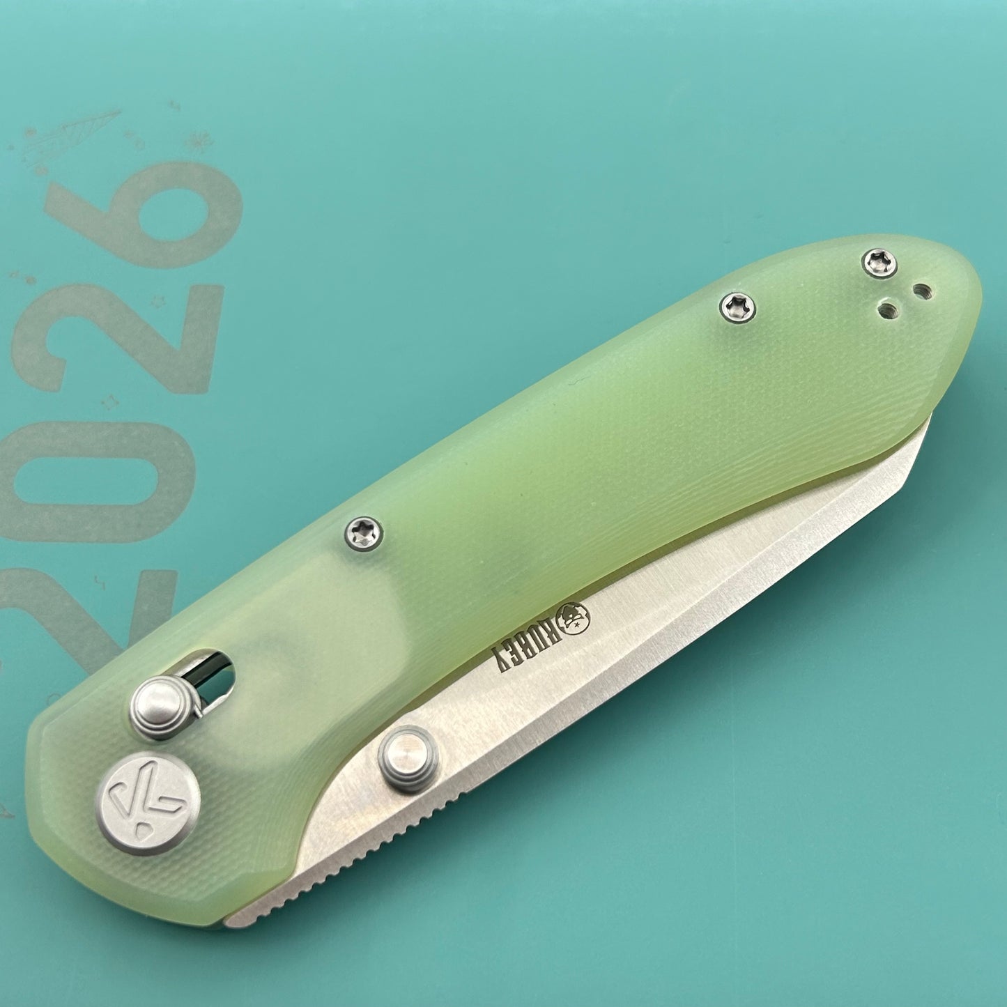 KU KNIVES KU446C Bonza Crossbar Lock Jade Folding Knive