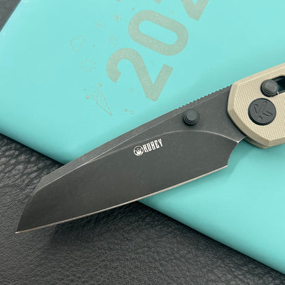 KU knife  KU446F Bonza Crossbar Lock Black Tan Folding Knive