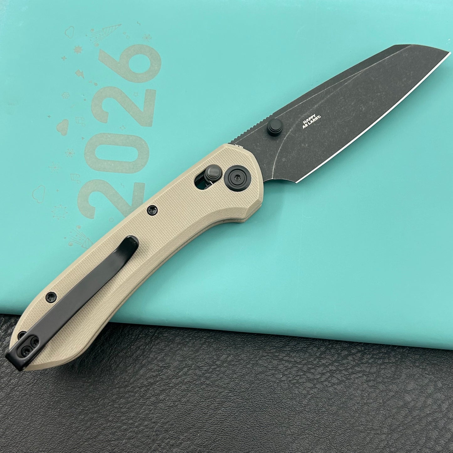 KU knife  KU446F Bonza Crossbar Lock Black Tan Folding Knive