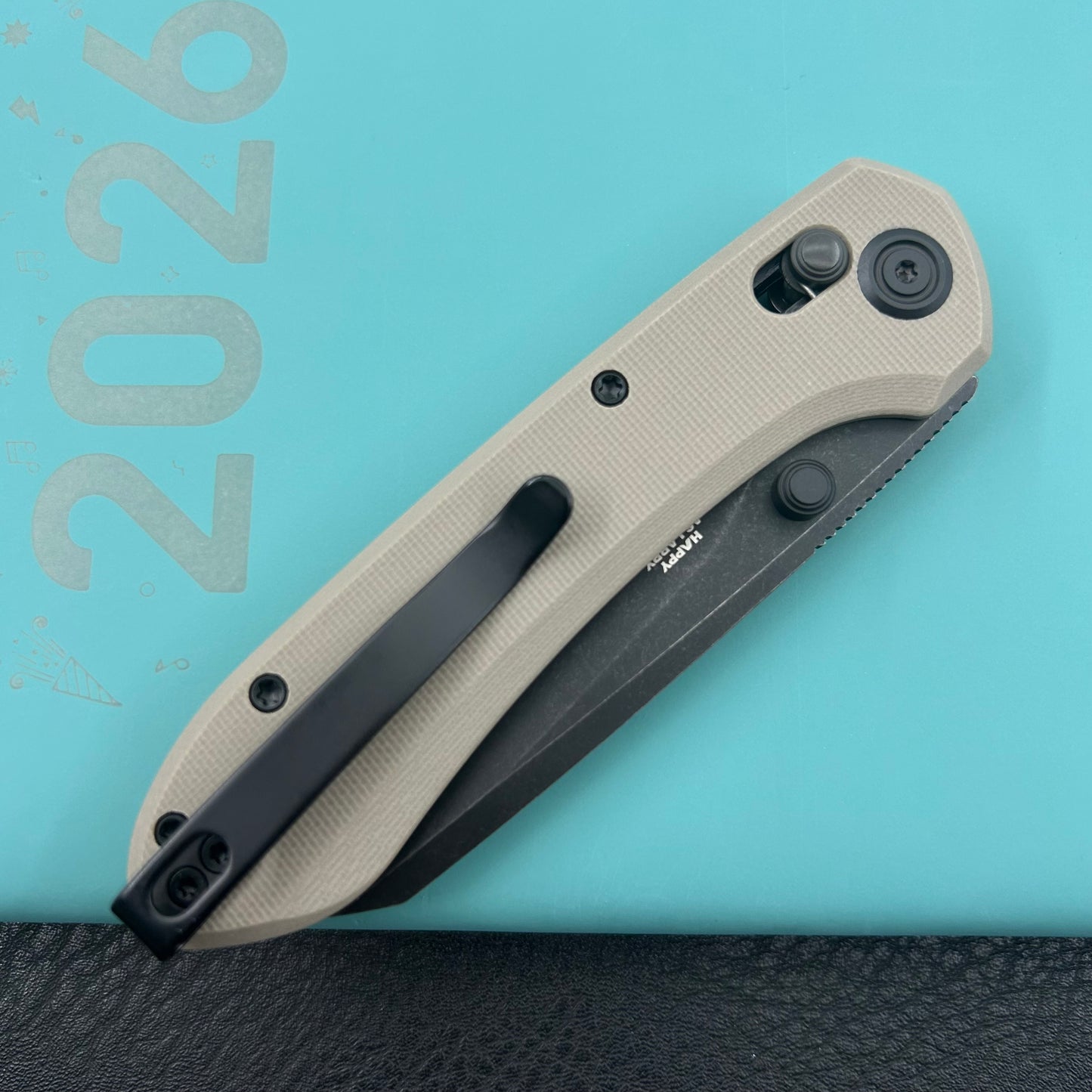 KU knife  KU446F Bonza Crossbar Lock Black Tan Folding Knive