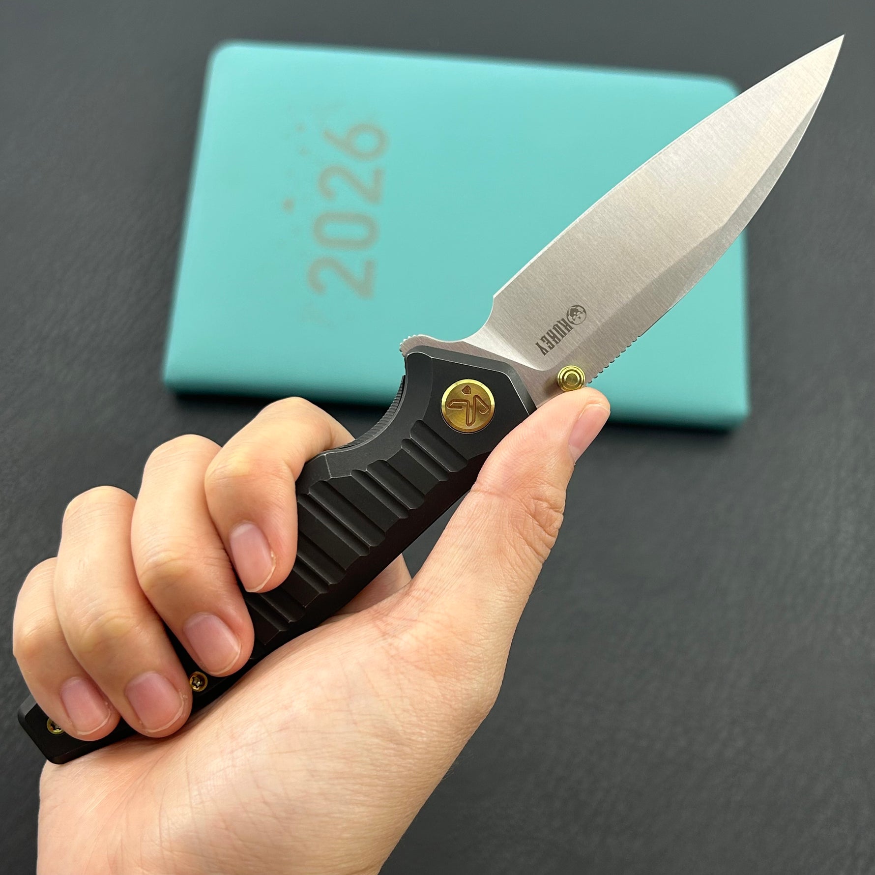 KUBEY knife KU474D Whammy Framelock Blackwash Ti Folding Knife