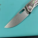 KB Knives KB377B Common Thread Frame Lock Folding Knife Grey Titanium with Watermelon Sugar CamoCarbon 2.95'' M390 Blade