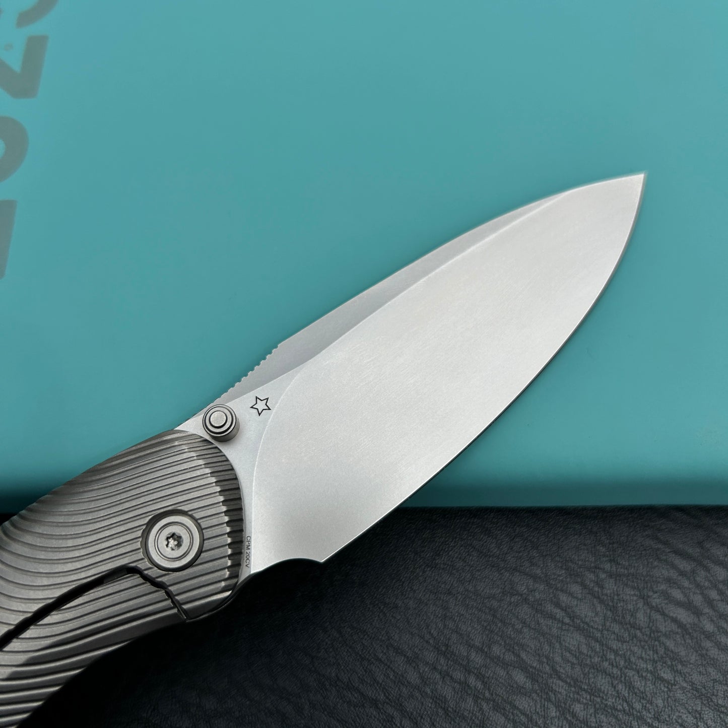 KB knives KB379A Pioneer Folding Knife Sandblast Titanium w/Wave Milling Handle 3.35'' Beadblast CPM 20CV Blade