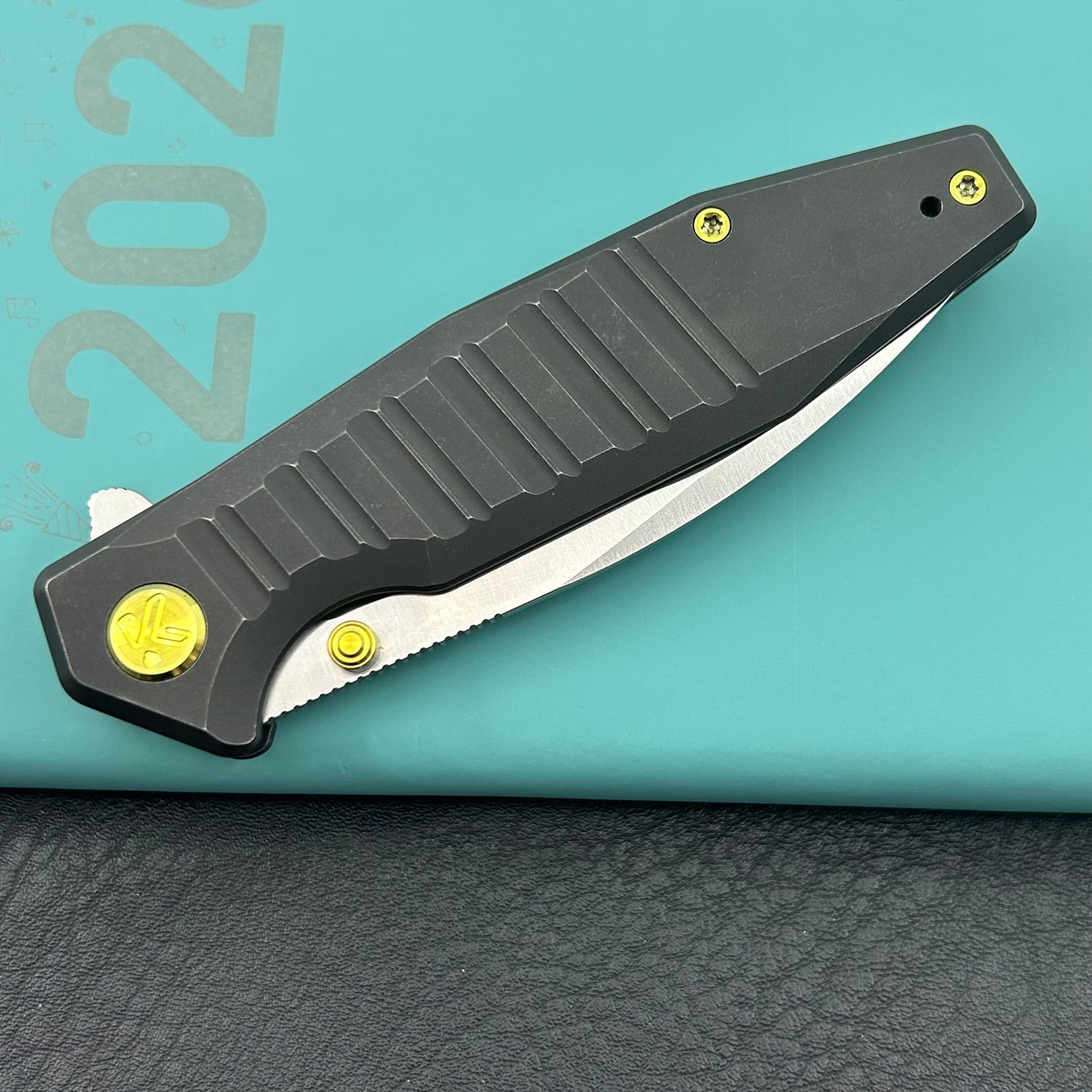 KU knife KU474D Whammy Framelock Blackwash Ti Folding Knife