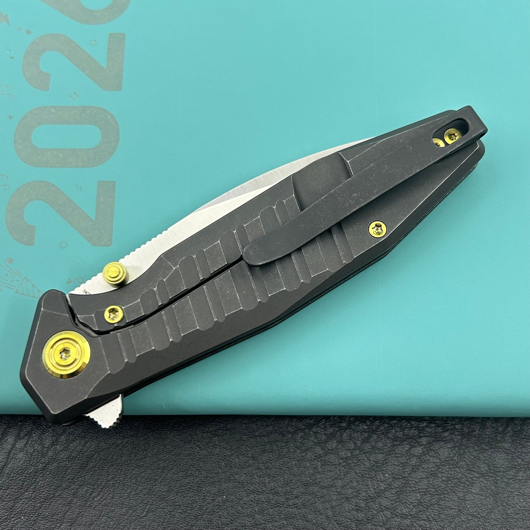 KUBEY knife KU474D Whammy Framelock Blackwash Ti Folding Knife
