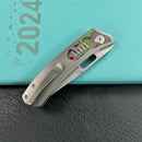 KB Knives KB377B Common Thread Frame Lock Folding Knife Grey Titanium with Watermelon Sugar CamoCarbon 2.95'' M390 Blade