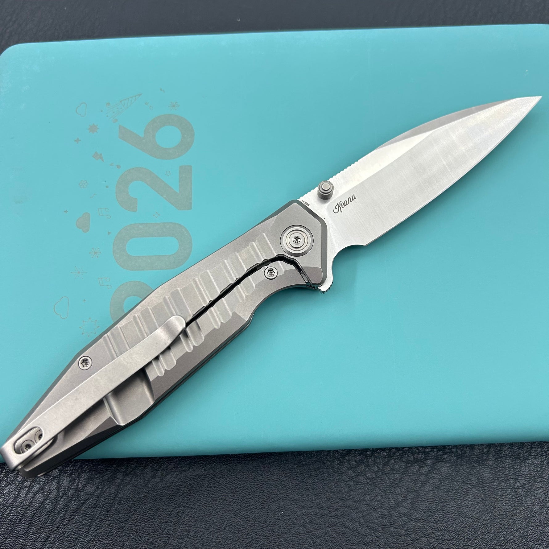 KU knife  KU474A Whammy Framelock Grey Ti Folding Knife