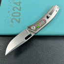 KB Knives KB377B Common Thread Frame Lock Folding Knife Grey Titanium with Watermelon Sugar CamoCarbon 2.95'' M390 Blade