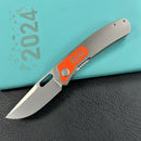 KB Knives  KB377A Common  Thread Frame Lock Folding Knife Grey Titanium with Orange G10 Inlays 2.95'' M390 Blade