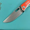 KB Knives  KB377A Common  Thread Frame Lock Folding Knife Grey Titanium with Orange G10 Inlays 2.95'' M390 Blade