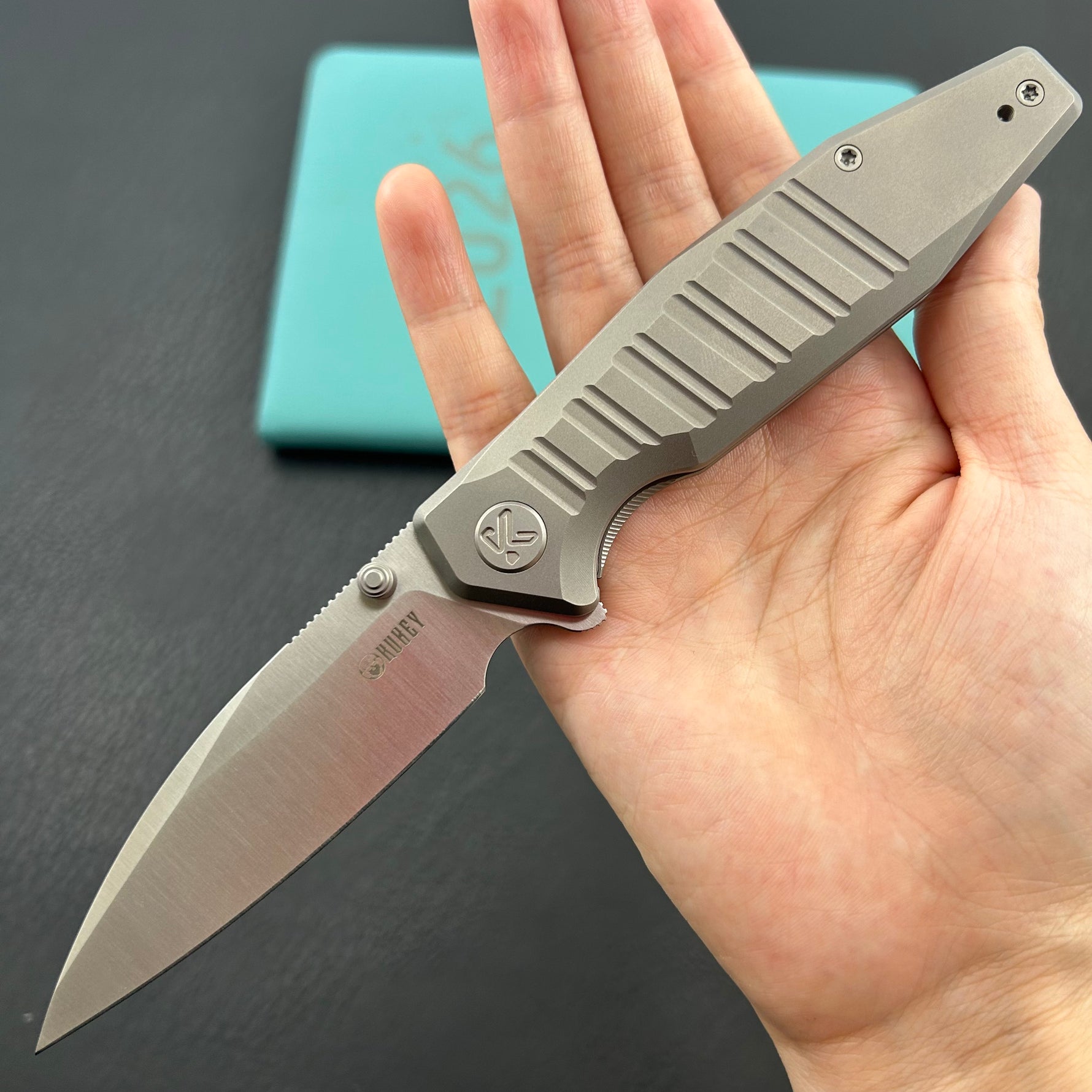 KU knife  KU474A Whammy Framelock Grey Ti Folding Knife