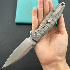 KU KNIVES KU474A Whammy Framelock Grey Ti Folding Knife