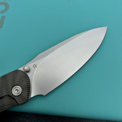 KB knives KB379B Pioneer Folding Knife  Tiger Stripe  Flame Titanium w/ Wave Milling Handle 3.35'' Beadblast CPM 20CV Blade