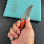 KB KNIVES  KB377A Common  Thread Frame Lock Folding Knife Grey Titanium with Orange G10 Inlays 2.95'' M390 Blade