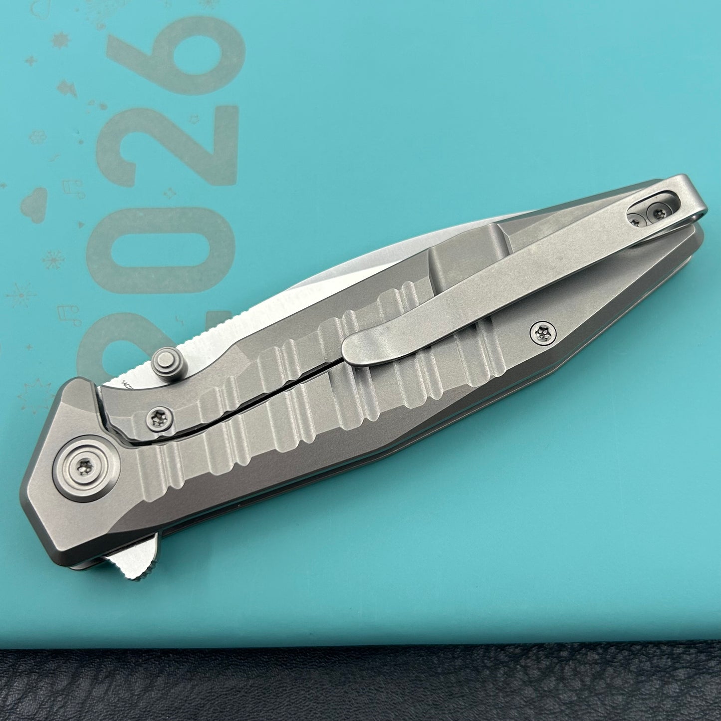 KU knife  KU474A Whammy Framelock Grey Ti Folding Knife