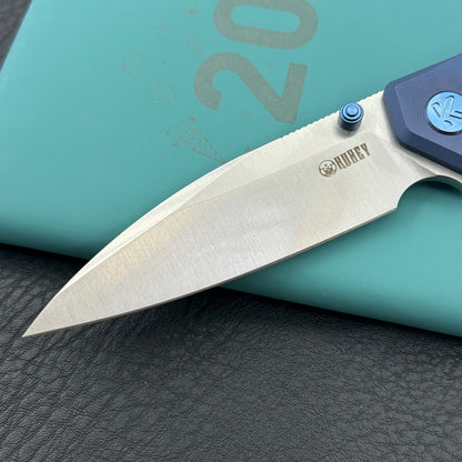 KU knife  KU474B Whammy Framelock Blue Ano Ti Folding Knife