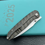 KB knives KB379B Pioneer Folding Knife  Tiger Stripe  Flame Titanium w/ Wave Milling Handle 3.35'' Beadblast CPM 20CV Blade