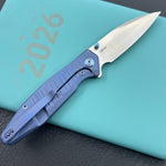 KUBEY knife  KU474B Whammy Framelock Blue Ano Ti Folding Knife