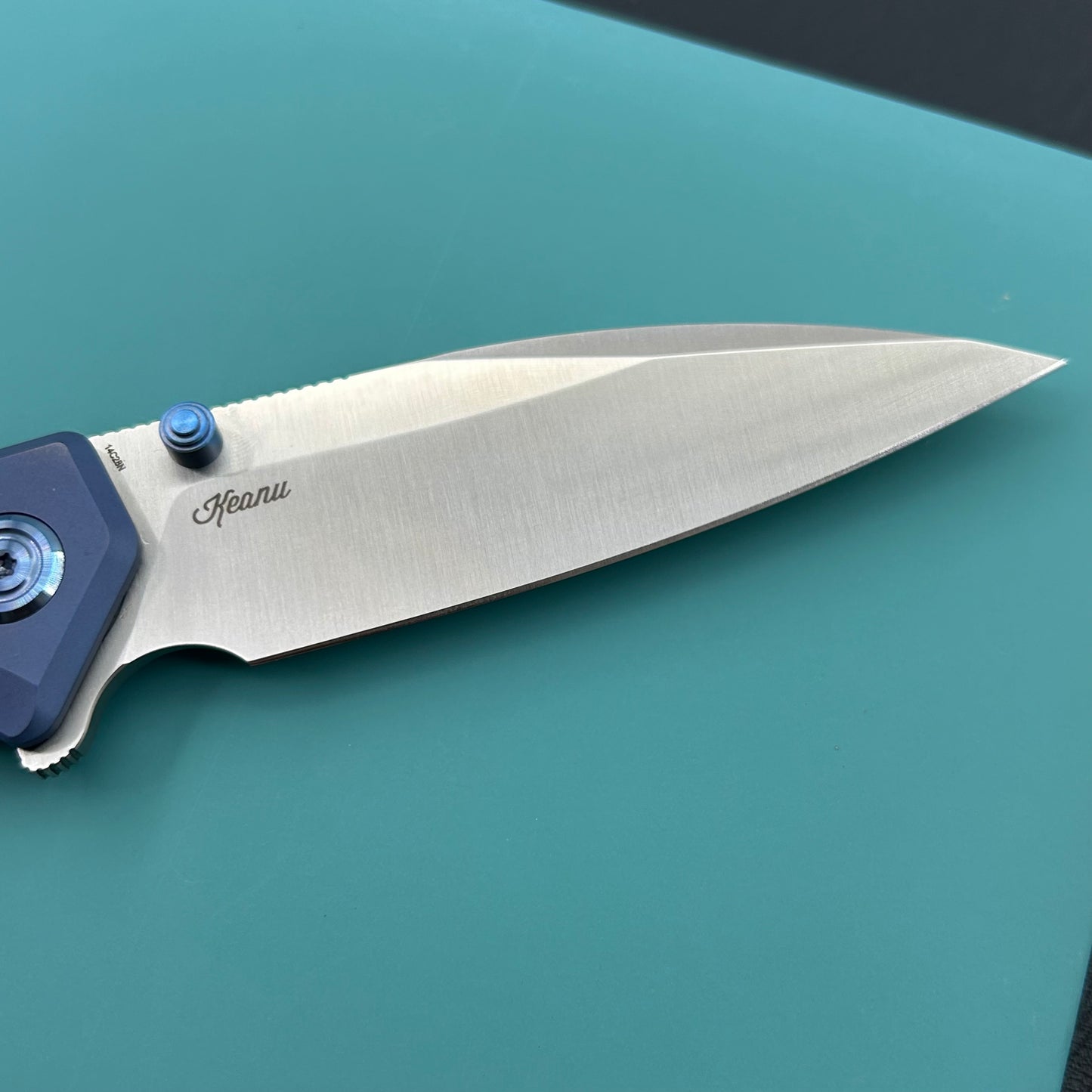 KU knife  KU474B Whammy Framelock Blue Ano Ti Folding Knife