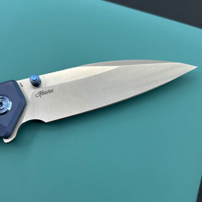 KU knife  KU474B Whammy Framelock Blue Ano Ti Folding Knife
