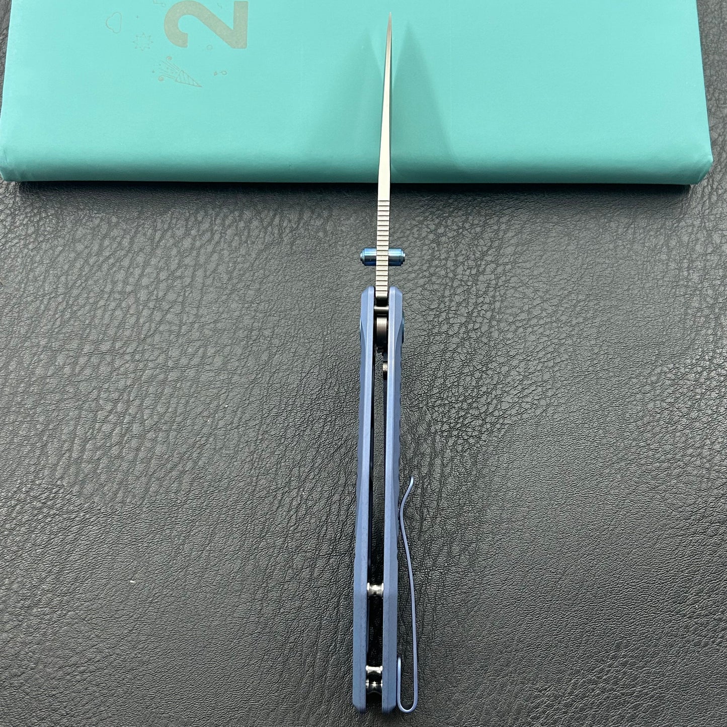 KU knife  KU474B Whammy Framelock Blue Ano Ti Folding Knife
