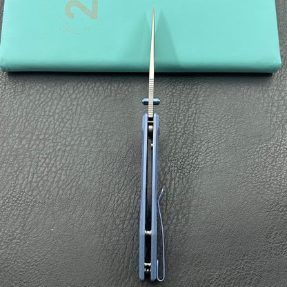 KU knife  KU474B Whammy Framelock Blue Ano Ti Folding Knife