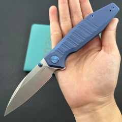 KU KNIVES KU474B Whammy Framelock Blue Ano Ti Folding Knife