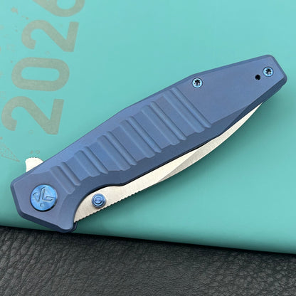 KU knife  KU474B Whammy Framelock Blue Ano Ti Folding Knife