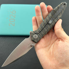 KU KNIVES KU474C Whammy Framelock Flame Ano Ti Folding Knife