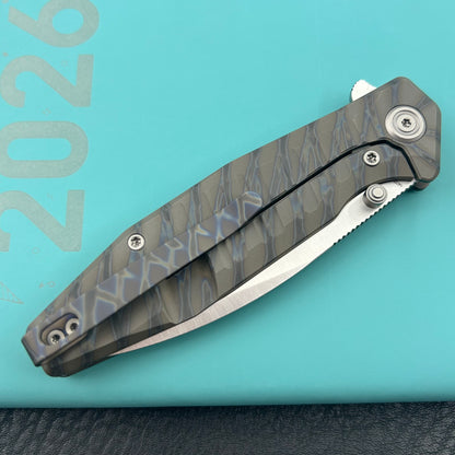 KU knife  KU474C Whammy Framelock Flame Ano Ti Folding Knife