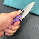 KUBEY KB284D Vagrant Frame Lock Folding Knife Purple 6AL4V Titanium Handle  2.9" Bead Blasted  S35VN