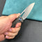 KUBEY KB284E Vagrant Frame Lock Folding Knife  Tiger Stripe Pattern Flamed 6AL4V Titanium Handle  2.9" Bead Blasted  S35VN