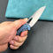 KUBEY KB284G Vagrant Frame Lock Folding Knife blue 6AL4V Titanium Handle  2.9" Bead Blasted  S35VN