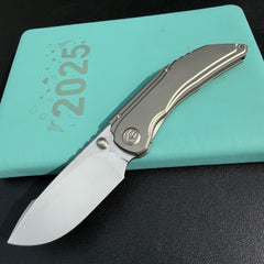 KB KNIVES KB388A Snorri Pocket Folding Knife Sandblast Titanium Handle 3.54'' Silver Bead Blasting M390