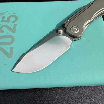 KB KNIVES KB388A Snorri Pocket Folding Knife Sandblast Titanium Handle 3.54'' Silver Bead Blasting M390