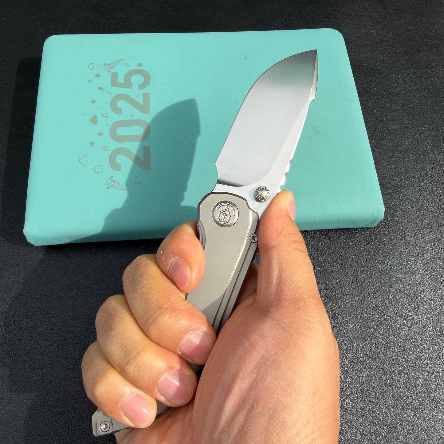 KB KNIVES KB388A Snorri Pocket Folding Knife Sandblast Titanium Handle 3.54'' Silver Bead Blasting M390